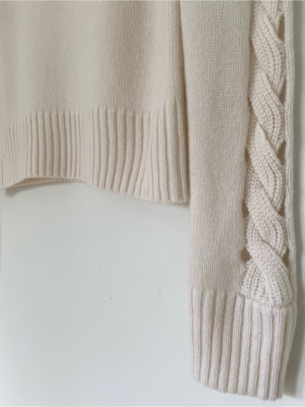 Autumn Cashmere Open Cable Sleeve Sweater in Cream size XS - Picture 7 of 9